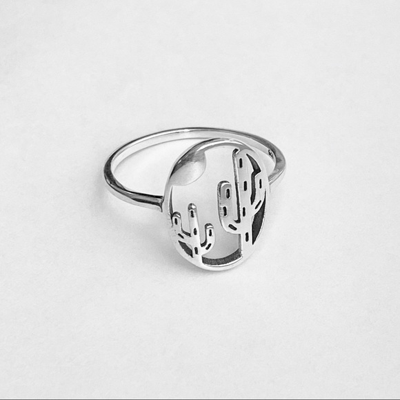 Sterling Silver Double Cactus Ring, Desert trees, Silver Rings, Tree of Life - Picture 9 of 12